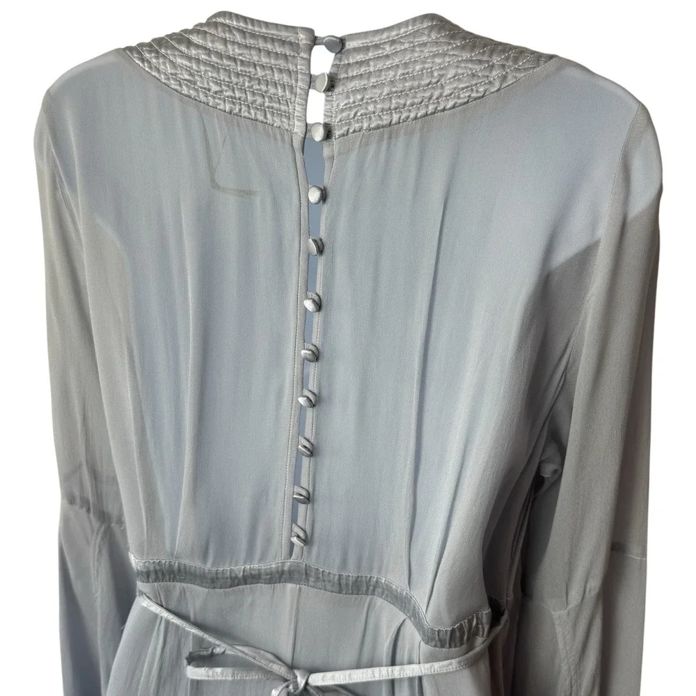 Anthropologie Ghost Bell Sleeve Grey Peasant Dress Fairy Renaissance Ethereal S - Picture 6 of 12
